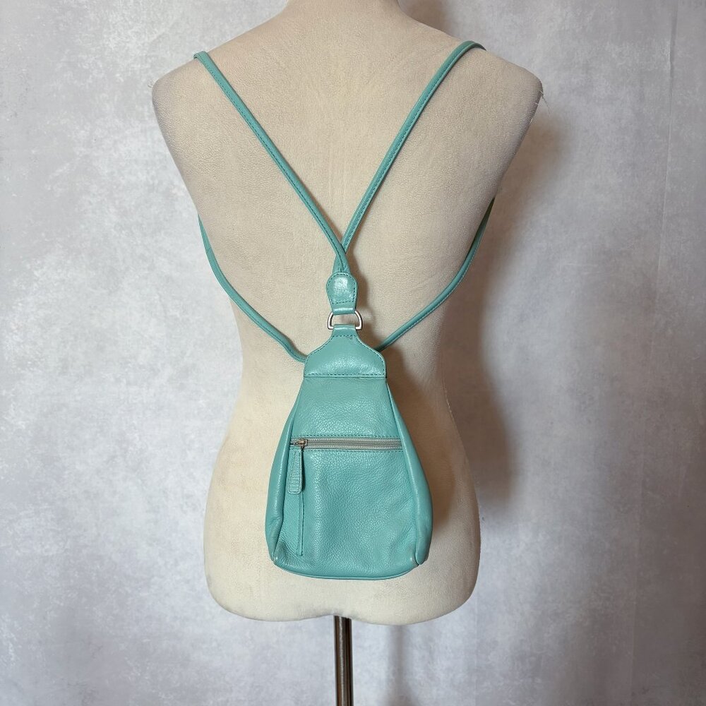 ILI New York & Toronto Leather Mini Backpack Light Green Small